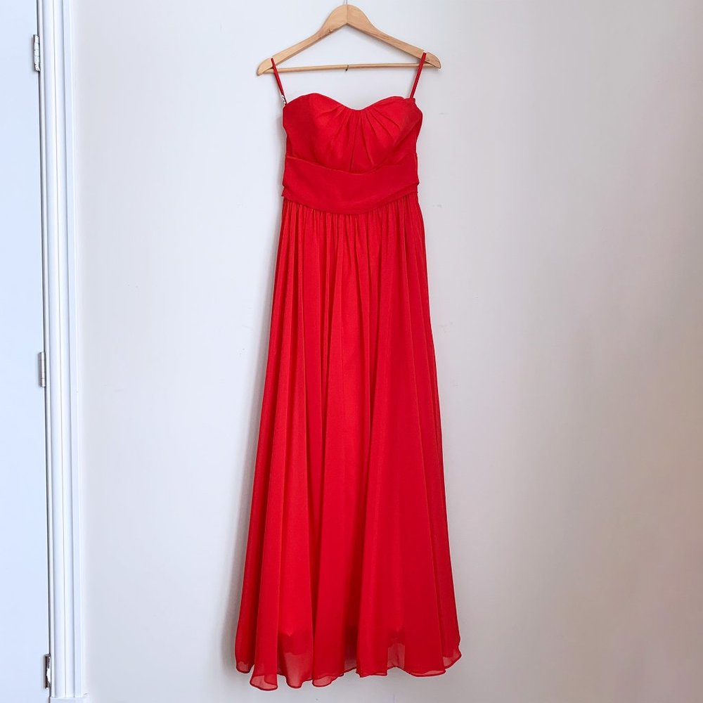 JJ’s House Strapless Sweetheart Chiffon Gown Red